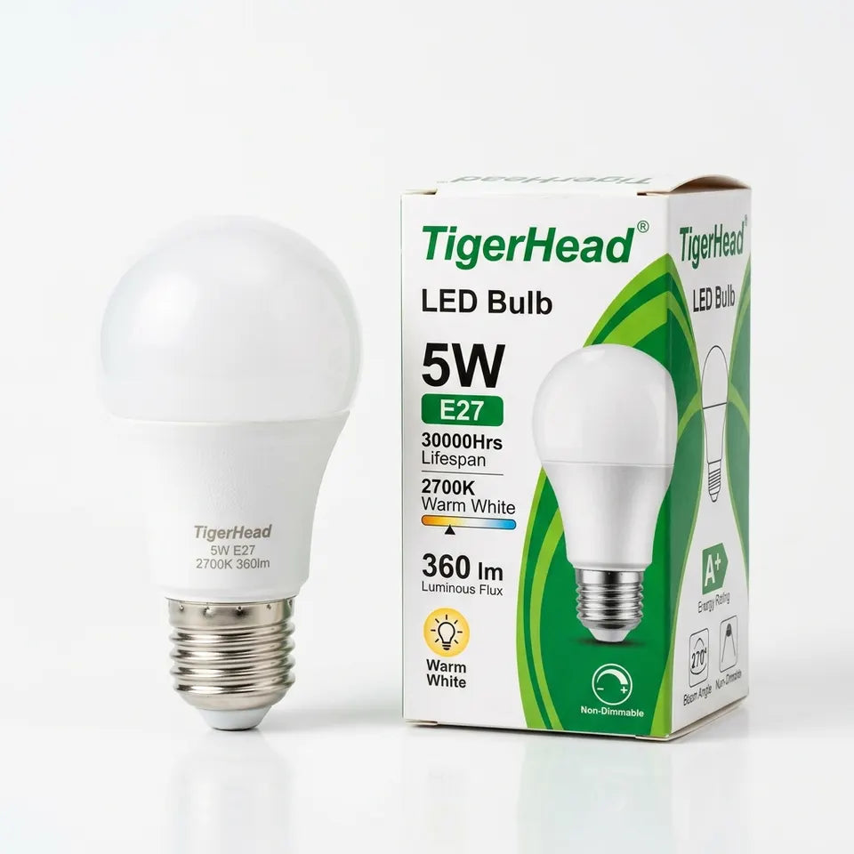 TigerHead 5W E27 LED Bulb 2700K Warm White 360lm 30000hrs